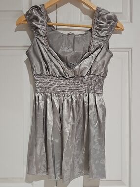 ✨ Papaya Silver Satin Babydoll Top ✨